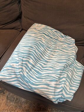 Pottery Barn Teen Y2K Blue Zebra Print Cotton Duvet Cover Full / Queen
